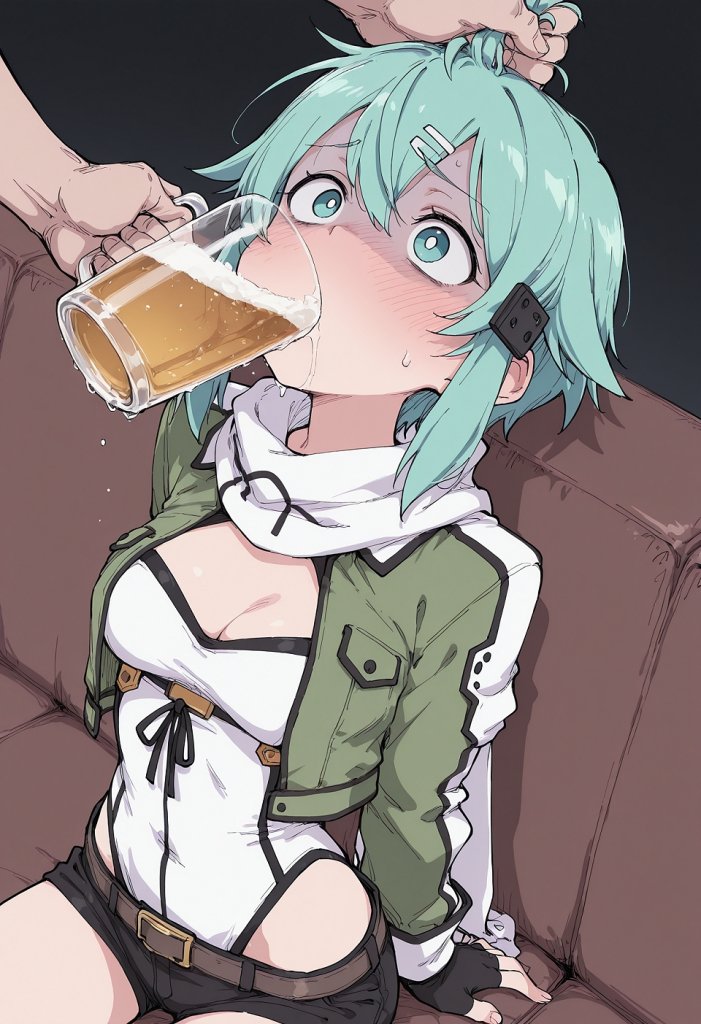 【画像】SAOシノンに無理やり飲ませて乱暴するエロ画像