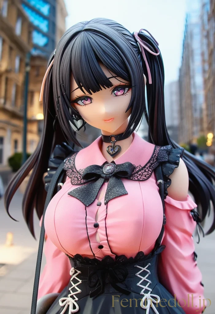 【オリジナル】地雷系女子の巨乳が服からこぼれプルプル揺れ誘惑【フィギュアエロCG48枚】