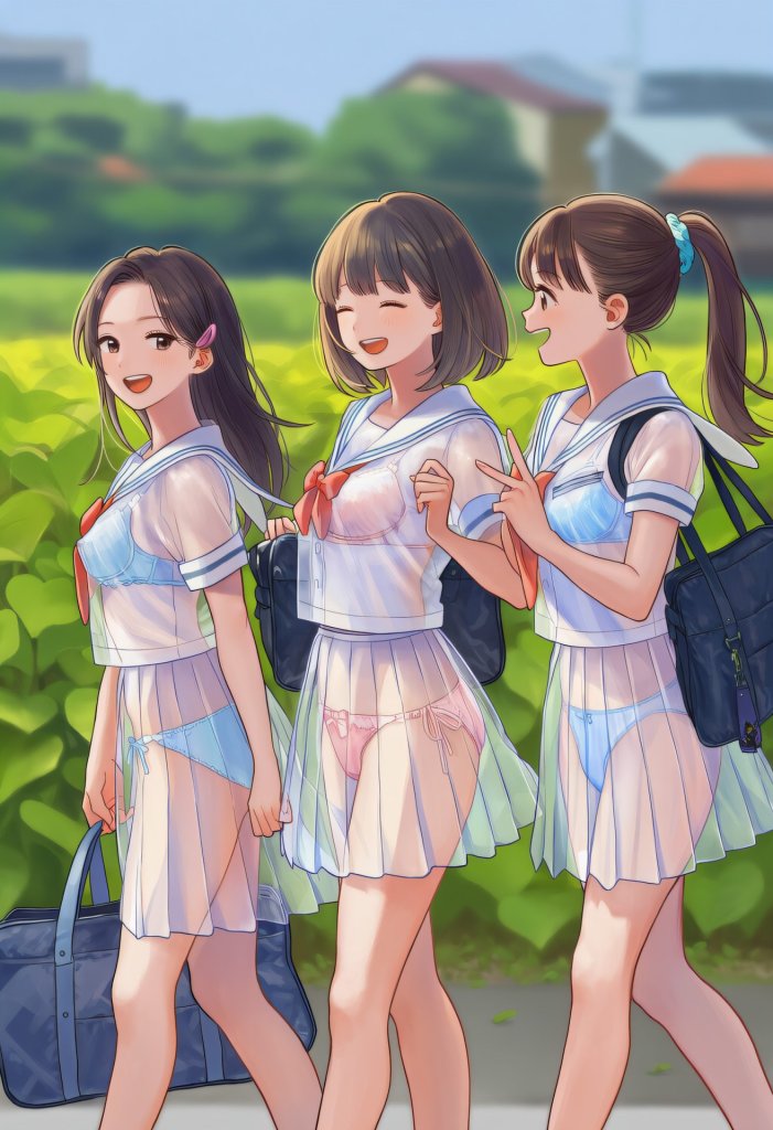 【二次エロ】透ける素材の制服着用が当たり前の世界