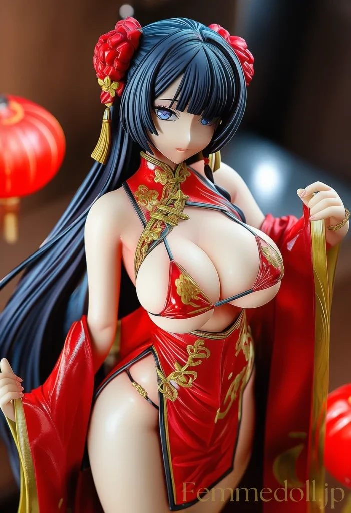 【AIエロイラスト】チャイナビキニ美女「もっと見て…」ボディライン強調で誘惑【フィギュア風42枚】