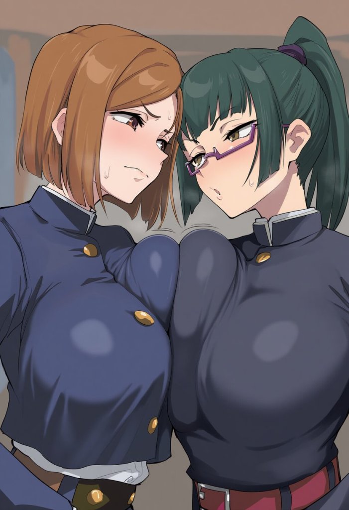 【画像】釘崎野薔薇と禪院真希がおっぱい押し付けあってるエロ画像