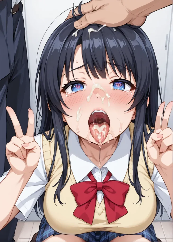 【園田海未】ダブルピース口内射精